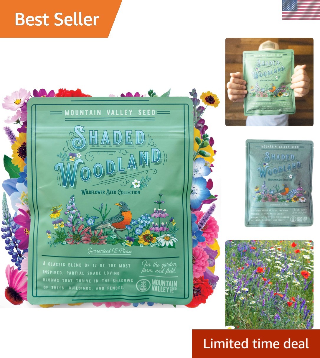 Eco-Friendly Wildflower Bulk Seed Mix – 80,000 Seeds for Colorful Shade Blooms