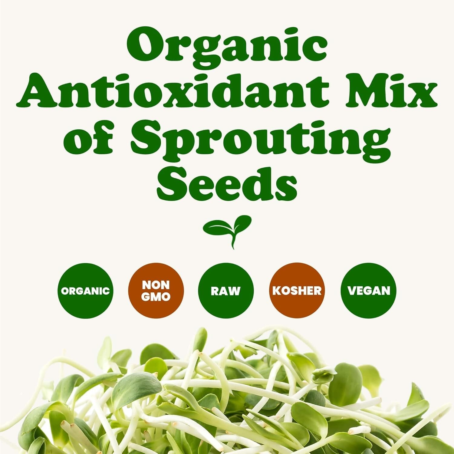 Organic Antioxidant Mix of Sprouting Seeds, 5 Pounds — Non-GMO Broccoli, Alfa…
