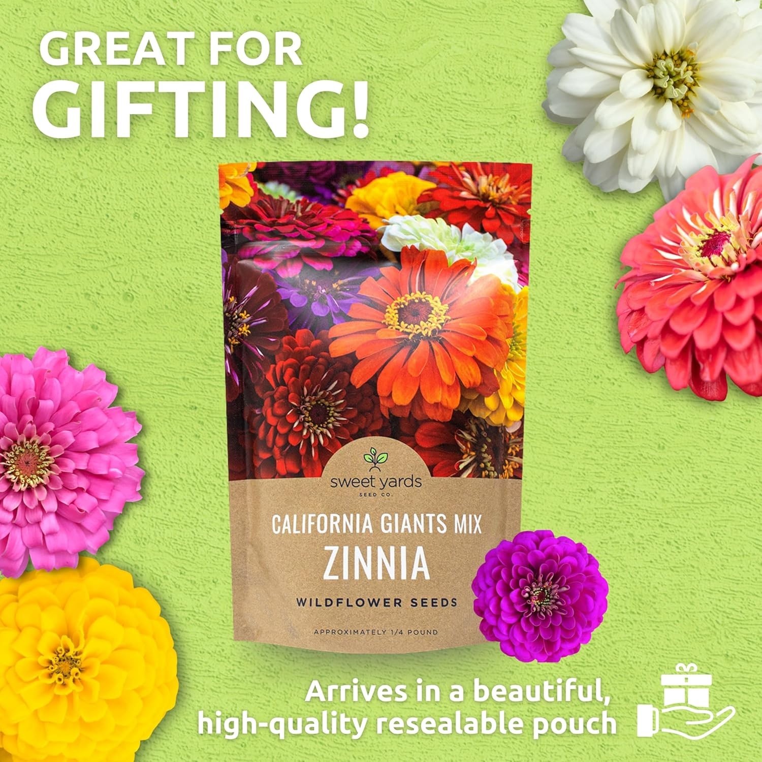Bulk Zinnia Seeds – California Giants Mix – Bulk 1/4 Pound Bag Over 12,000 Fl…