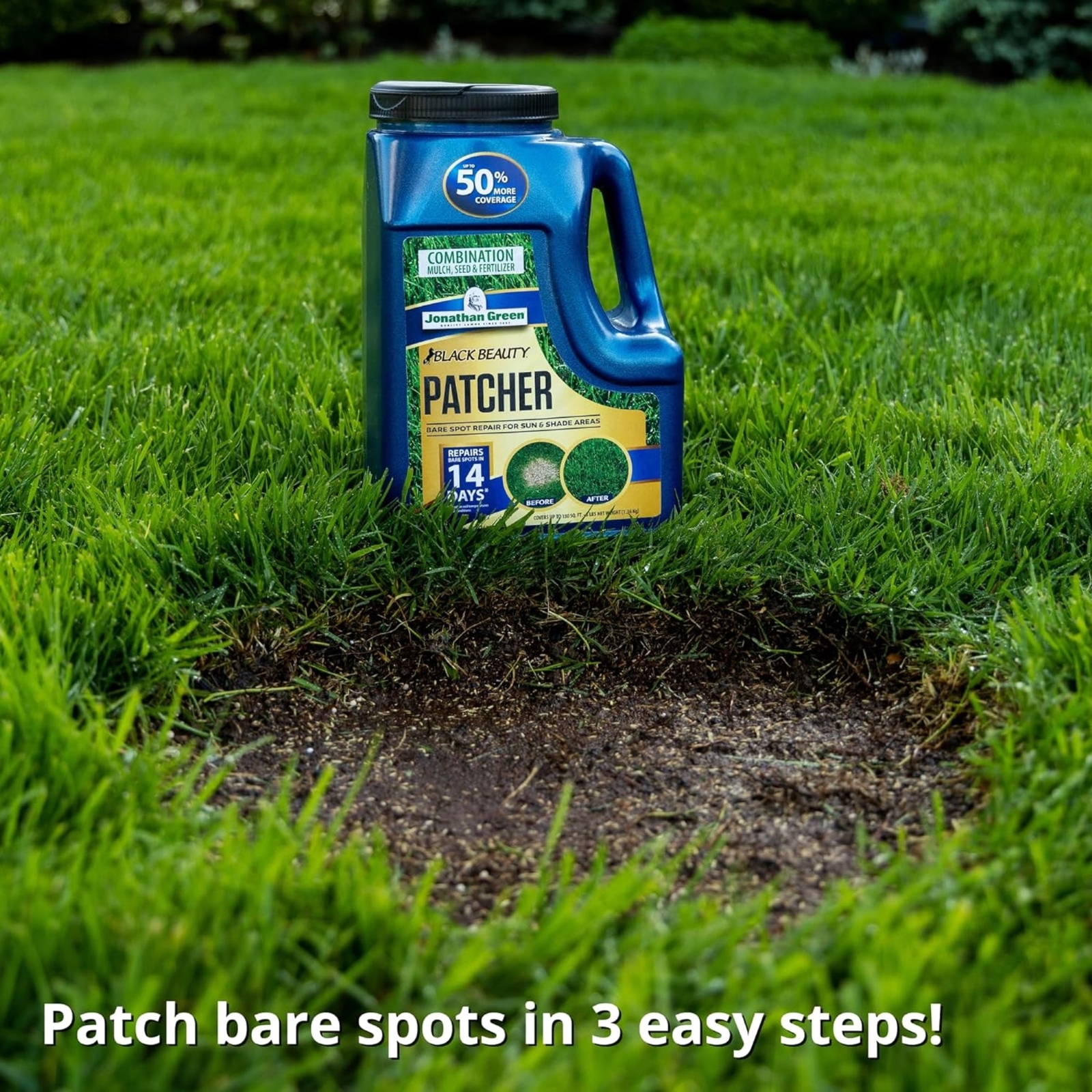Jonathan Green Black Beauty Patcher, Mulch, Seed, & Fertilizer, 3lbs, 130 sq ft