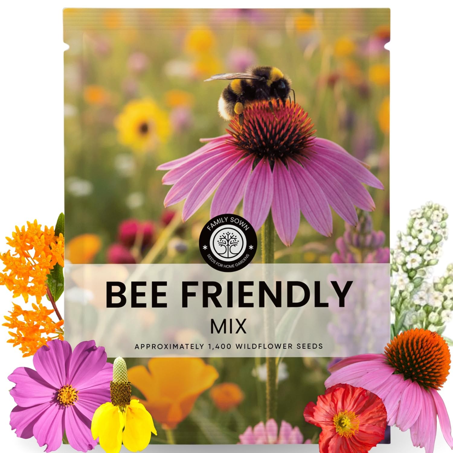 1400 Pollinator Seeds for Bees & Insects 5 Gram Pouch for Garden Planting