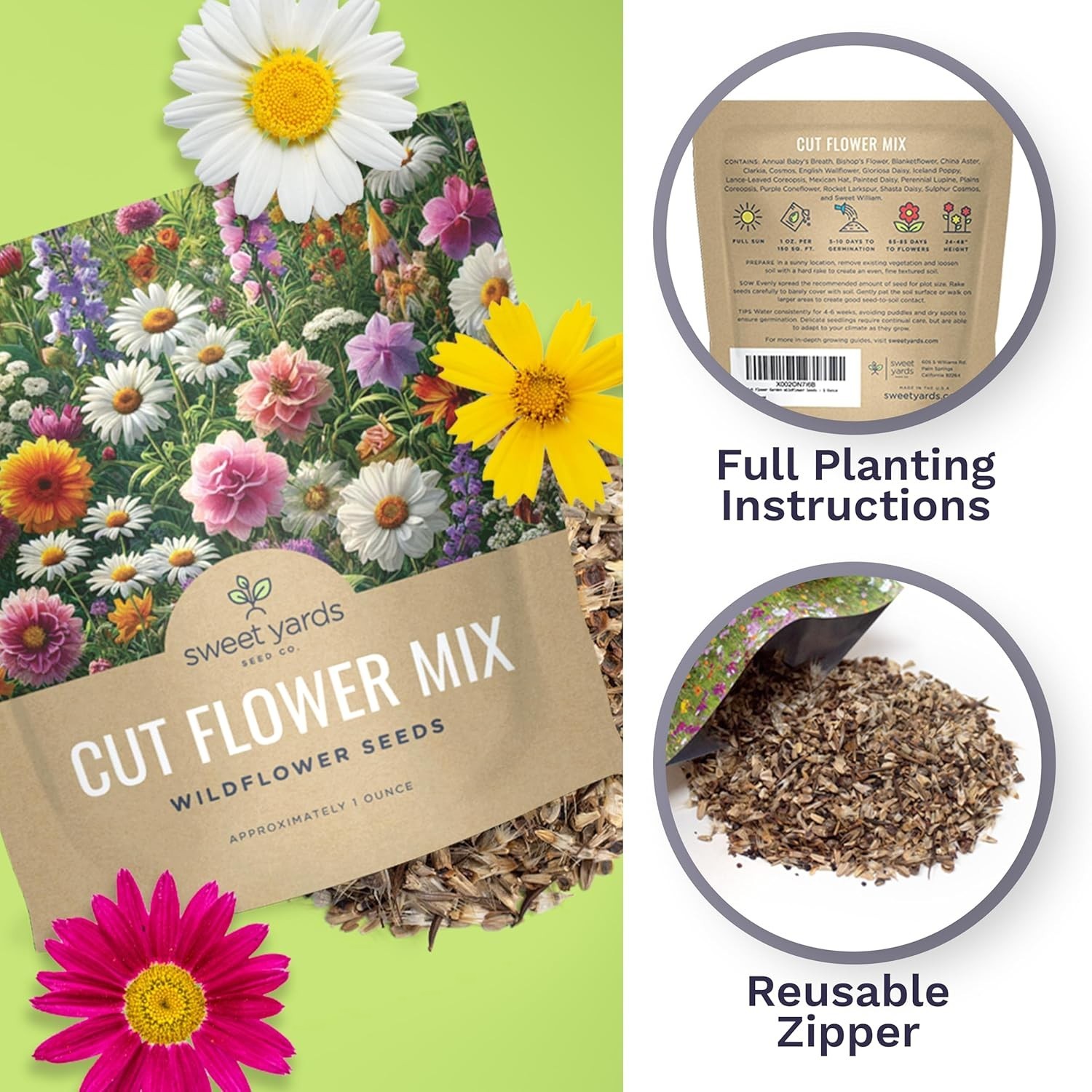 Succulent 1 Ounce Packet of Wildflower Seeds – 7500 Count, Guaranteed to Grow!