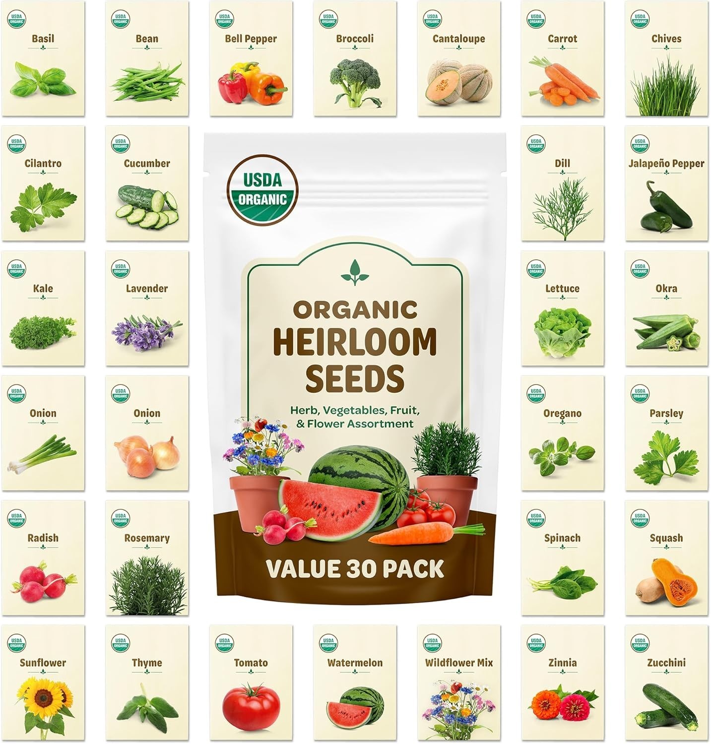 Back to the Roots 100% Heirloom Rescued Seeds, Variety Pack, 30ct of Organic Veg