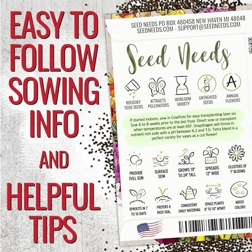 Seed Needs Tetra Snapdragon Seeds to Plant Mixed Cut Flowers 2 Packs