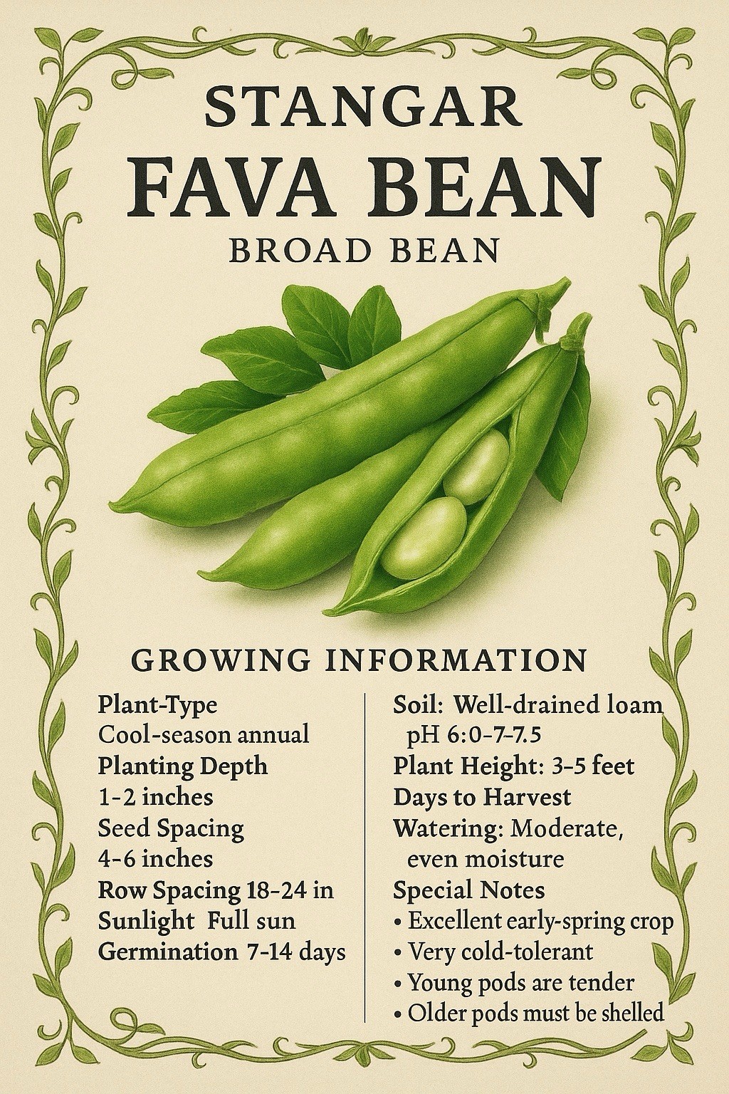 Stangar Broad Windsor Fava Beans Seeds