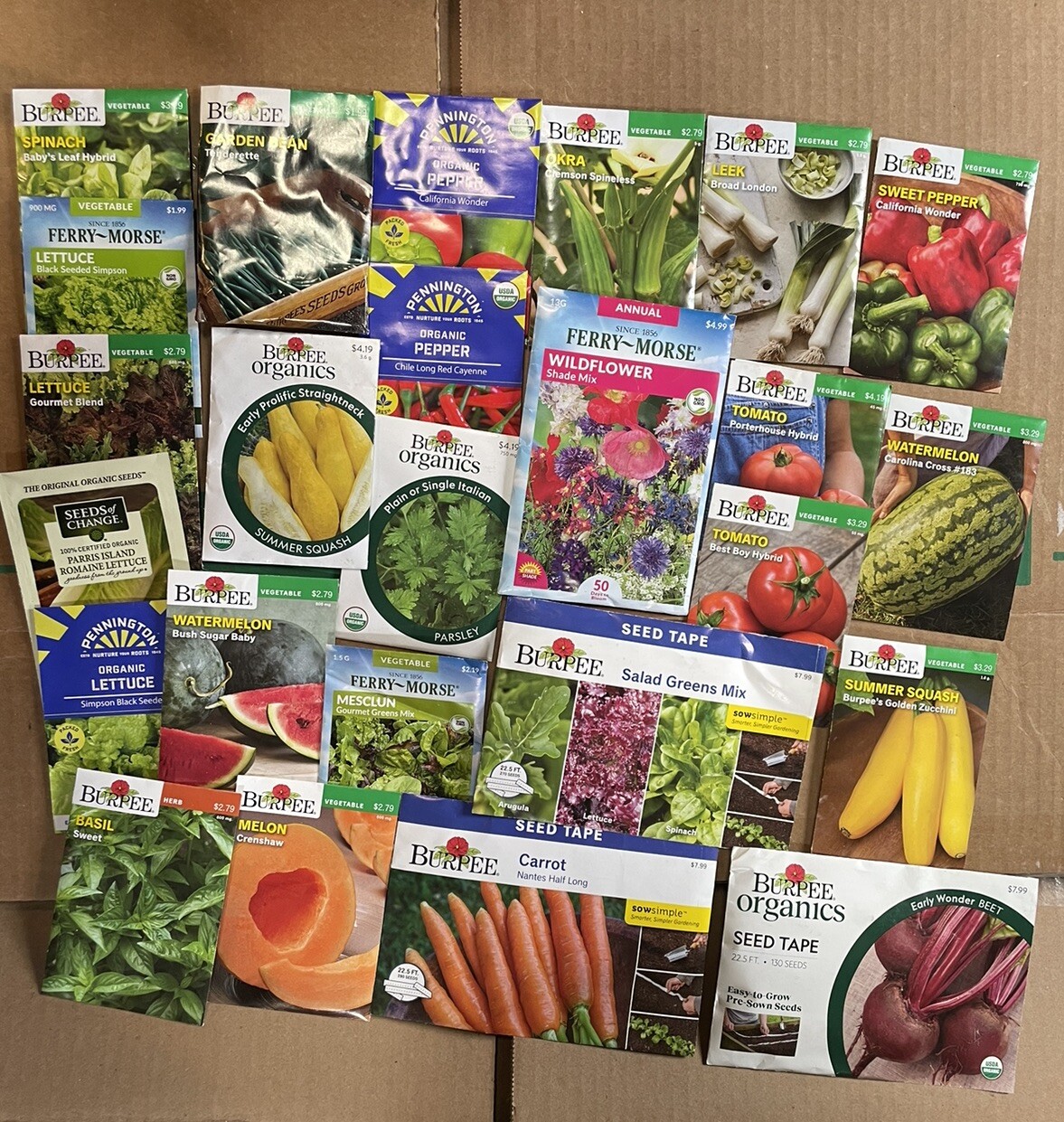 Lot Of 25 Vegetable And Herb Seed Packets Packs 23&24 Non GMO Organic Random Mix