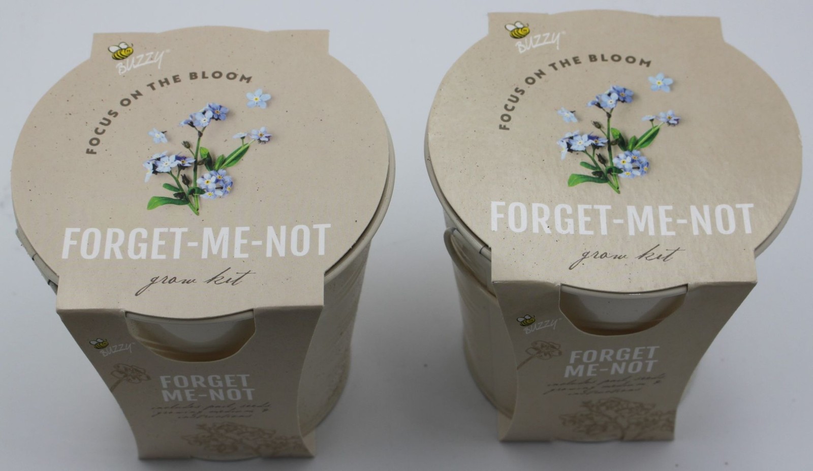 Buzzy Forget-Me-Not Grow Kit Garden Seed Starter 2-PACK Mini Pails Beige NEW