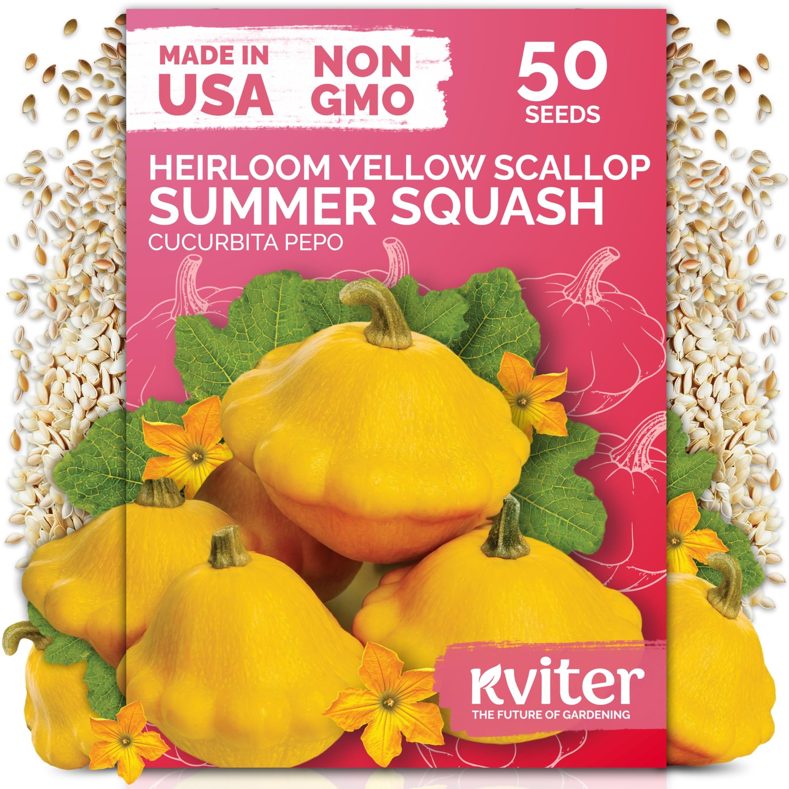 Yellow Patty Pan Squash Seeds NonGMO Heirloom for Home Gardens 50 Pack