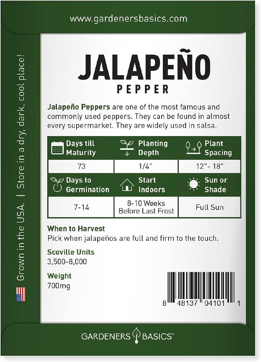 Jalapeno Pepper Seeds for Planting Heirloom Non-GMO Jalapeno Peppers Plant Se…