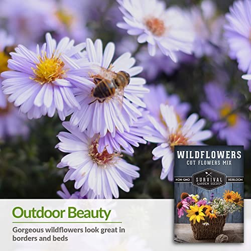 Cut Flowers & Wildflower Seed Mix for Planting – Packet with Instructions to 1
