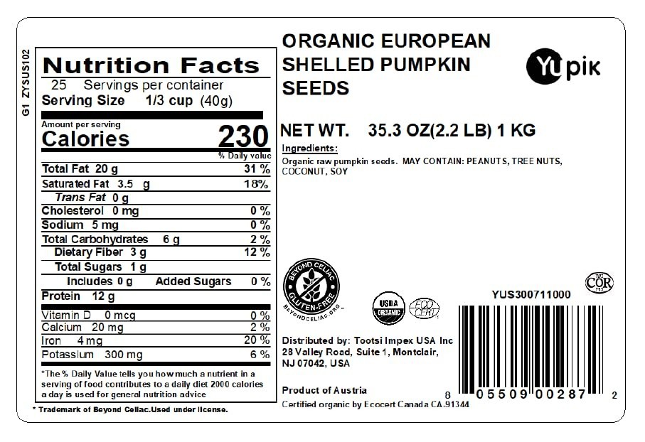 Healthy Organic Pumpkin Seeds 2.2 lb – Gluten-Free, High Protein Snack & Topping