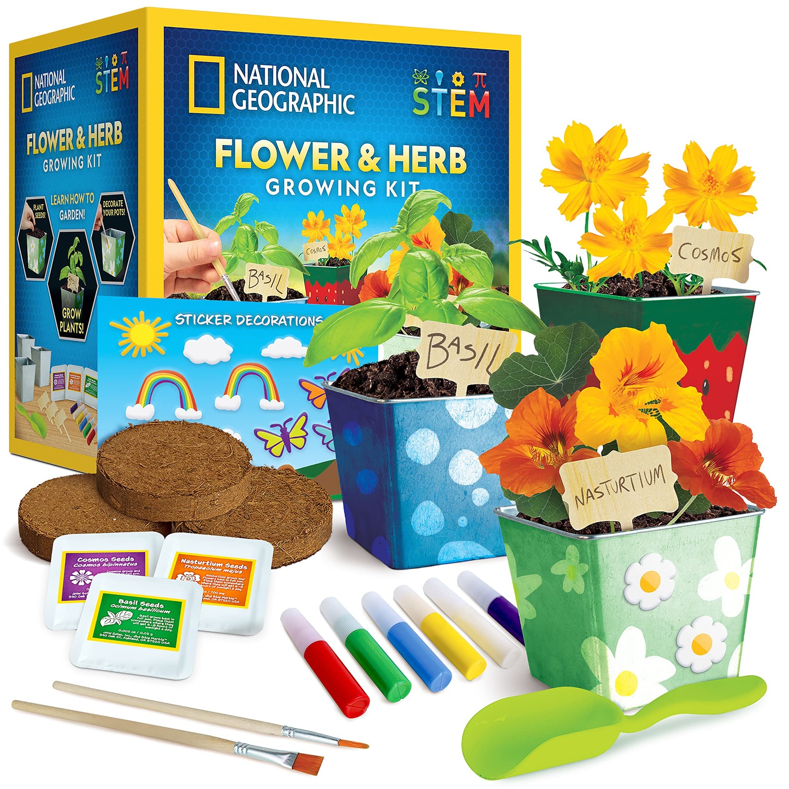 National Geographic Flower & Herb Gardening Kit for Kids – Gardening Set with…