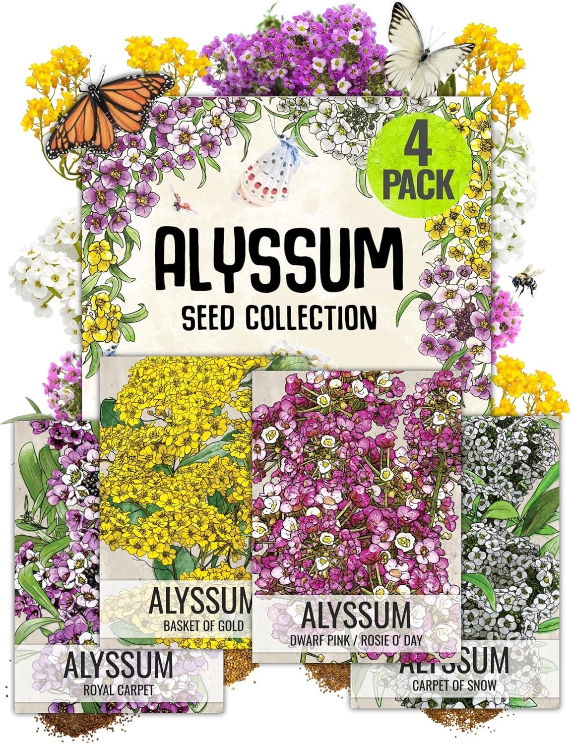 Seed Needs Alyssum Seeds – Collection Variety Pack Includes 4 Packets