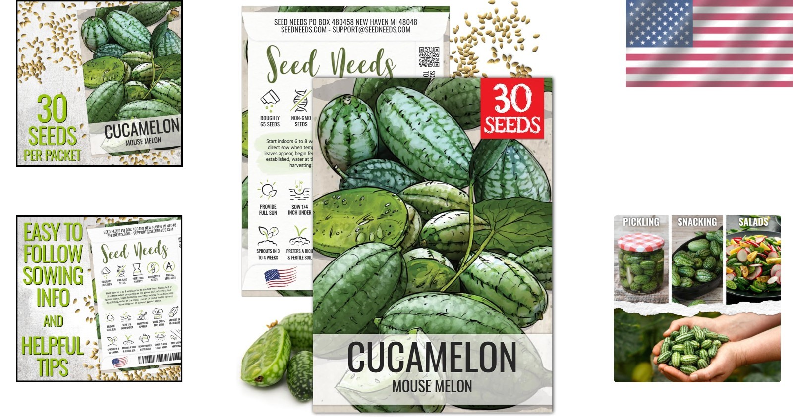 Delicious & Fun Cucamelon Seeds – Grow Mini Watermelons – 1 Pack of 30 Seeds