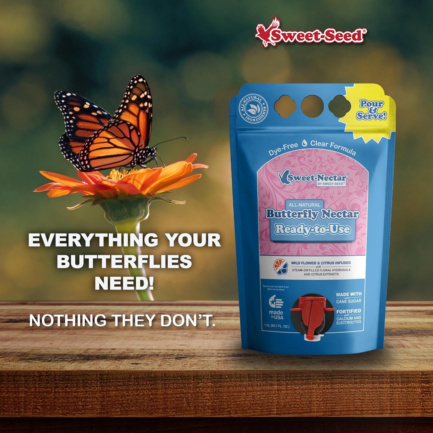 sweet-seed Butterfly Nectar 1.5L, Ready to Use – Extends The Life of Nectar for