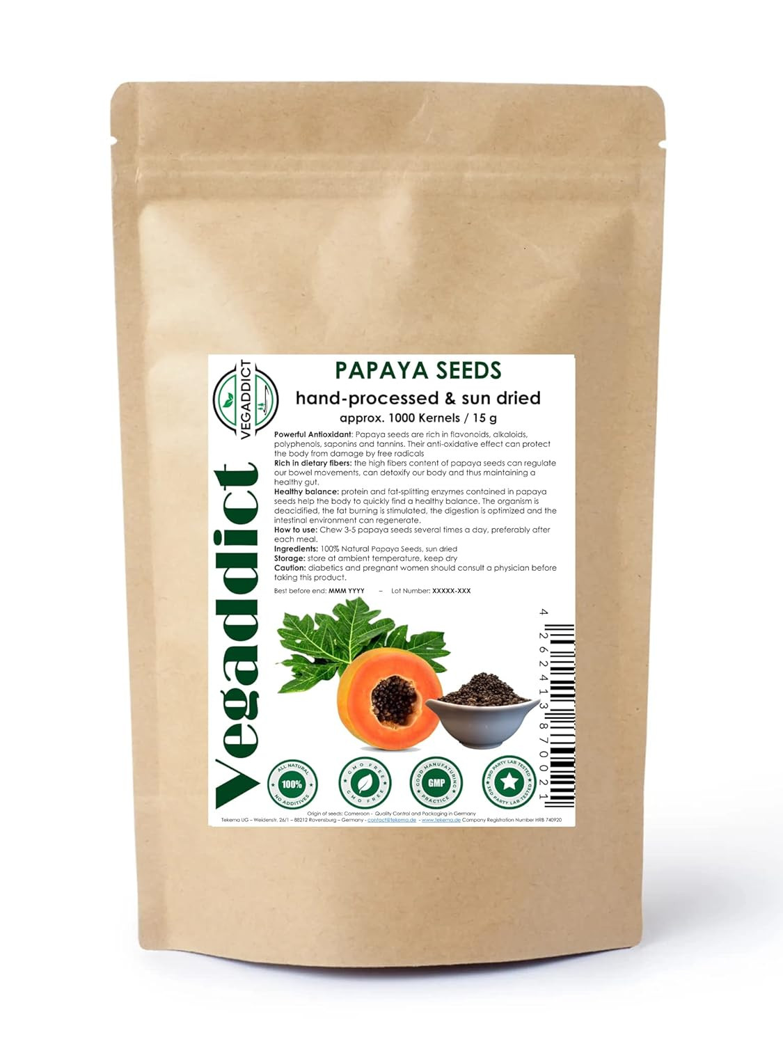 100% Natural Sun Dried Papaya Seeds | High Papaya Enzyme (Papain) Content | No A