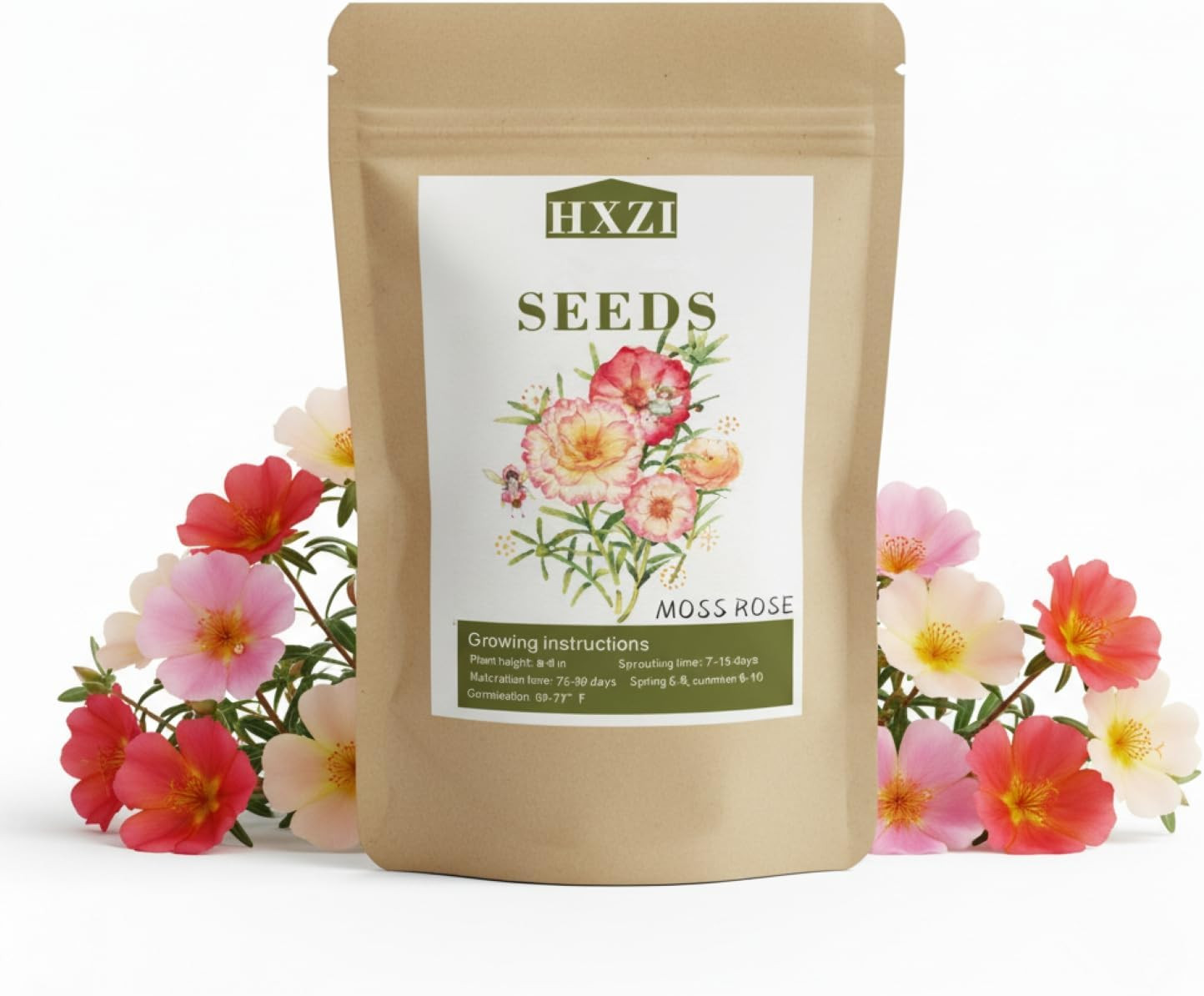Moss Rose Seeds for Planting Outdoors, Pack of 10000 Portulaca Grandiflora Flowe