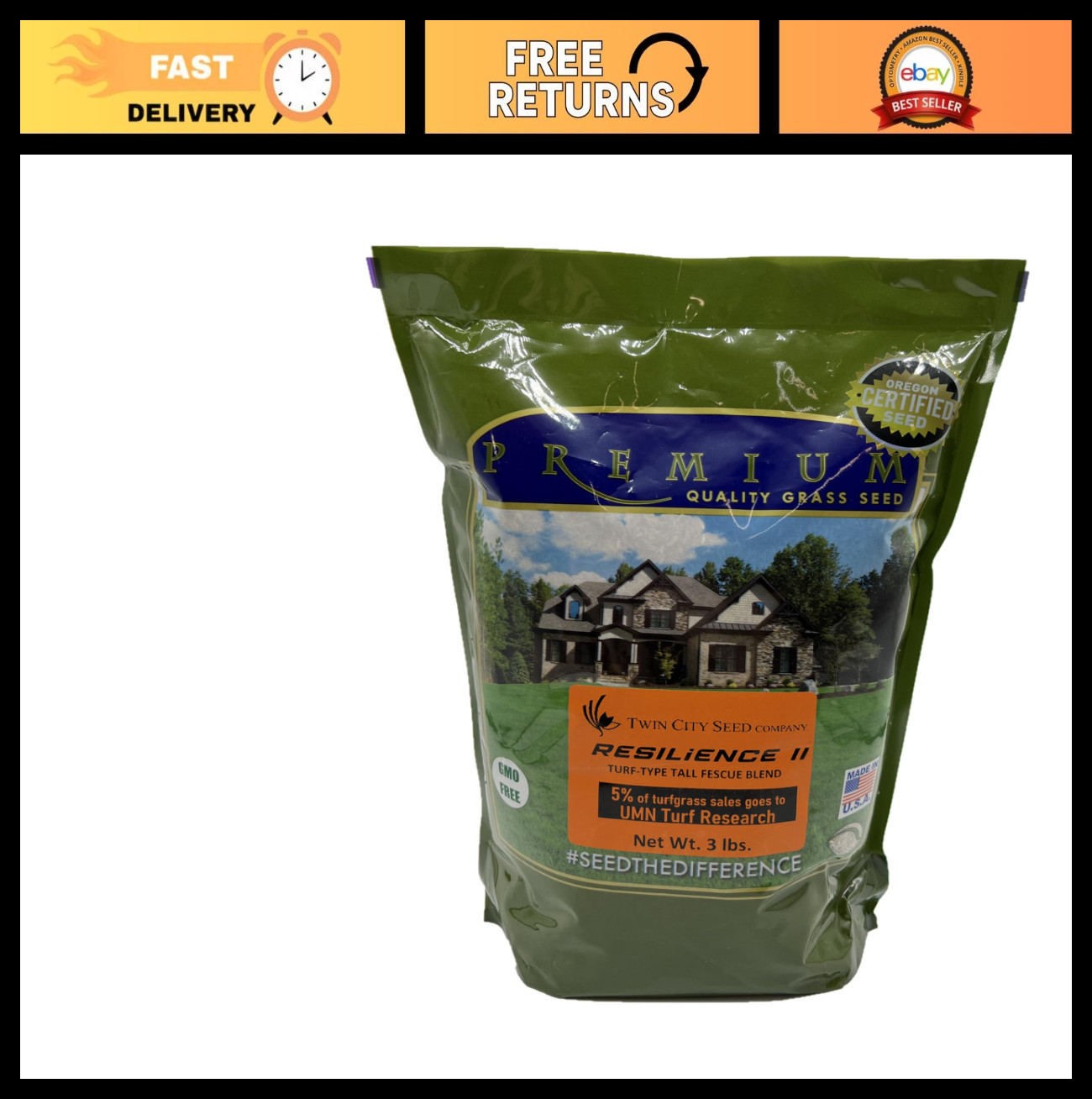 Tall Fescue Grass Seed Mix, 3 lb Bag – Drought-Resistant, Lush Lawn Solution