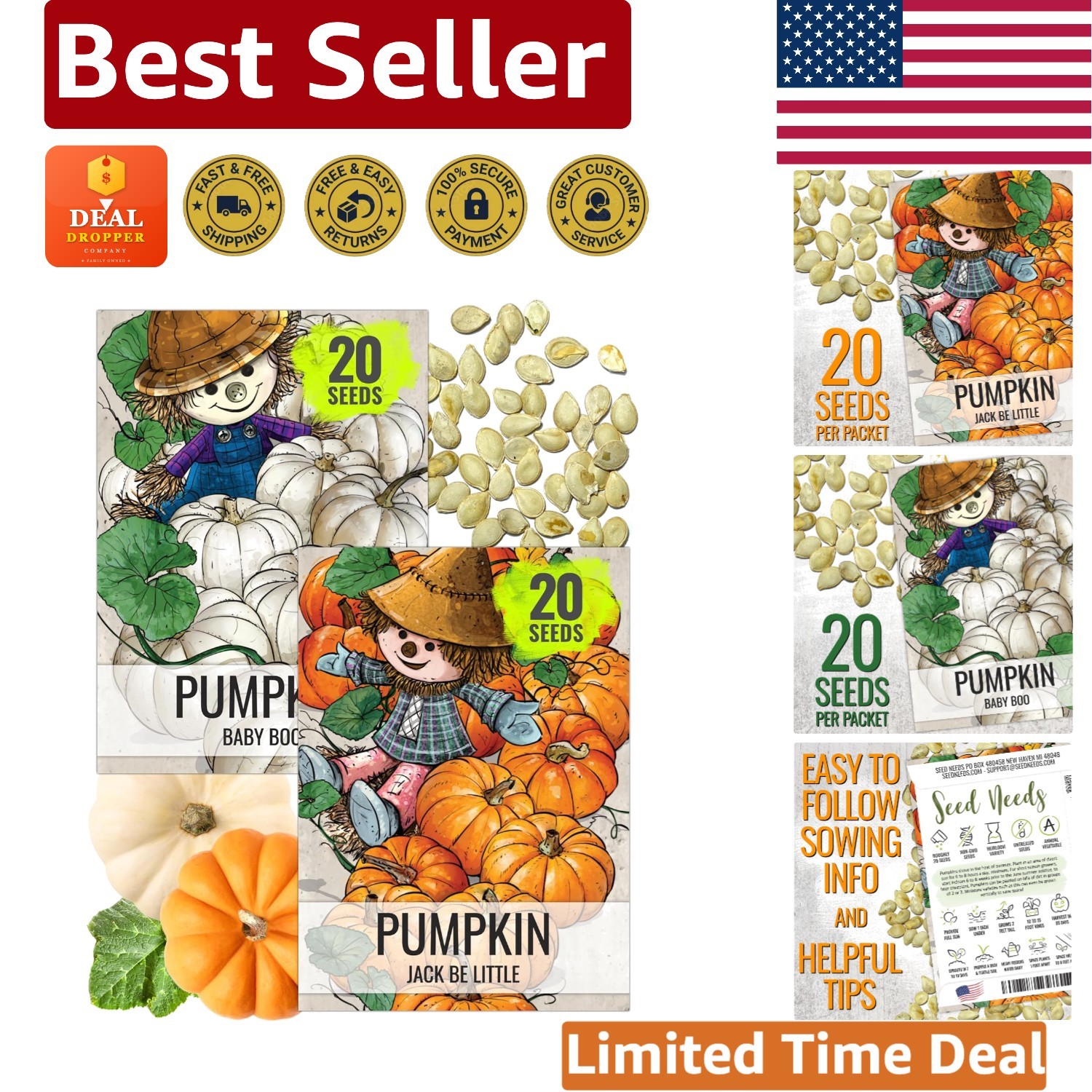 Cultivate Mini Pumpkins: Non-GMO Heirloom Seeds for Baby Boo & Jack Be Little