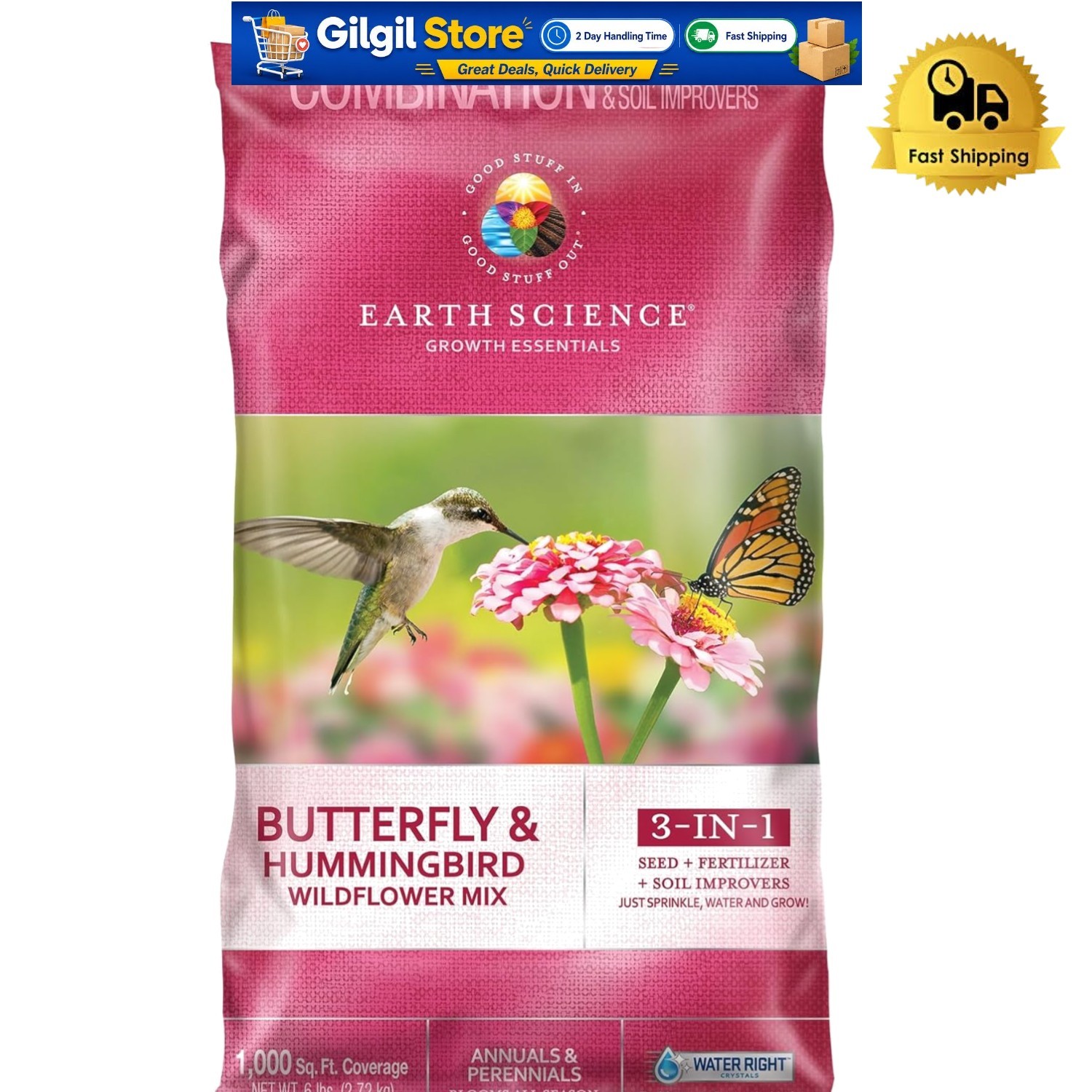 Wildflower Seed Mix for Butterflies & Hummingbirds – Eco-Friendly 6 lb