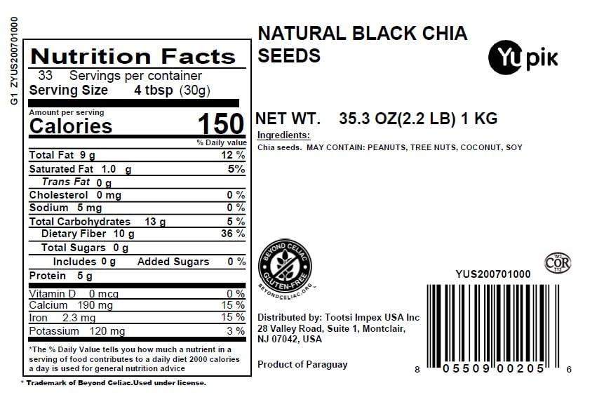 2.2 lb Bag of Natural Black Chia Seeds – Fiber-Rich Superfood for Smoothies