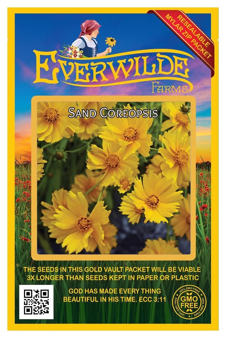 1 Oz Sand Coreopsis Wildflower Seeds – Everwilde Farms Mylar Seed Packet