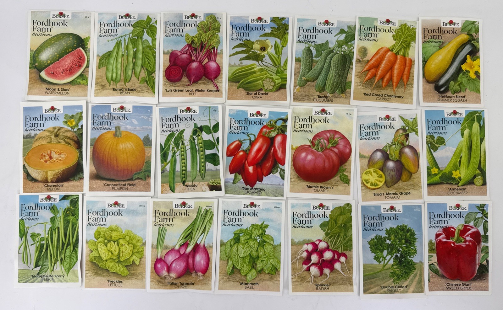 Fordhook Farm Heirlooms Burpee Non-GMO 288 Seed Packs 21 Mixed Varieties Prepper