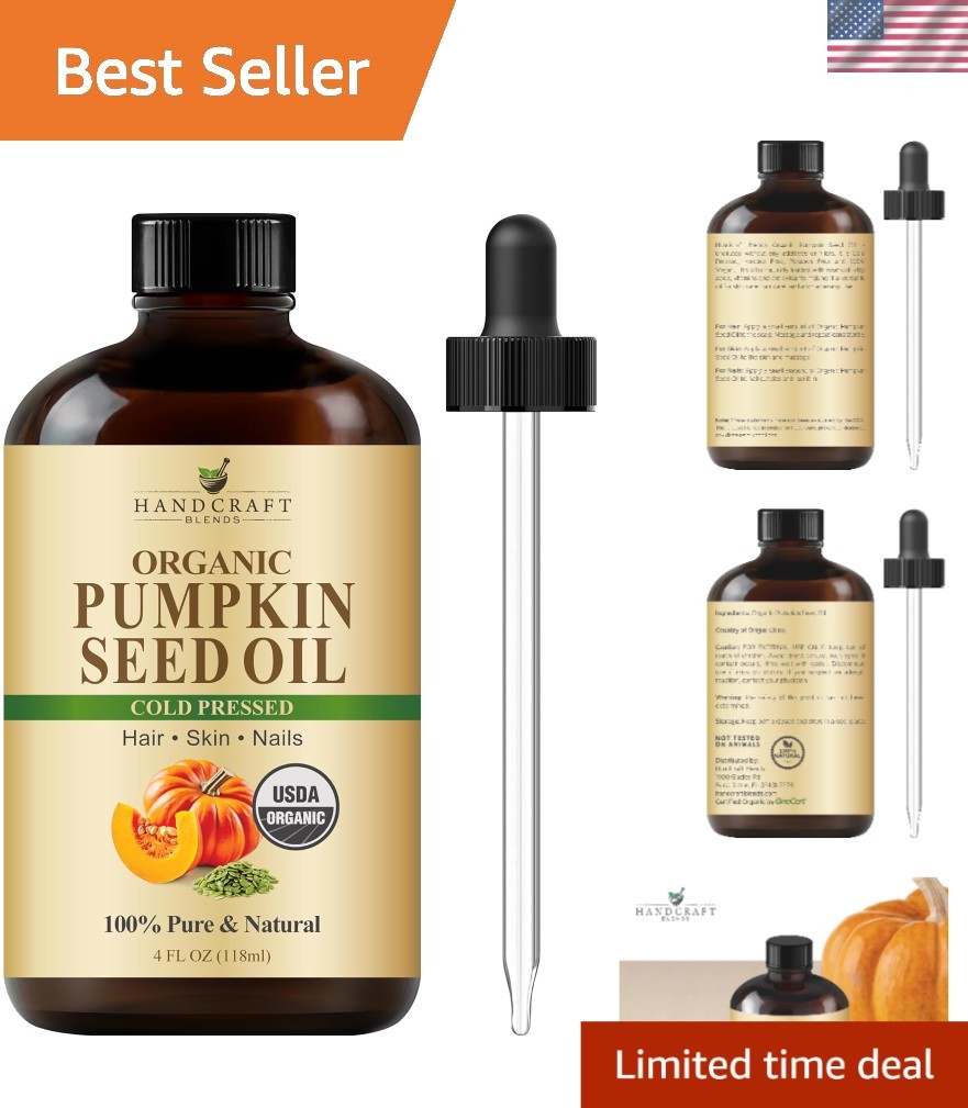 Organic Pumpkin Seed Oil – 4 Fl Oz Carrier Oil for Hair, Skin & Aromatherapy