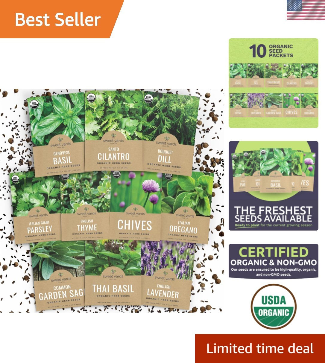 Giftable 10-Pack Organic Herb Seeds – Plant Culinary Favorites, Grow Fresh!