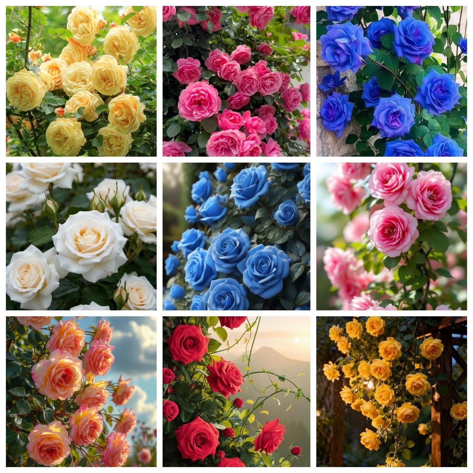 300+Mixed Climbing Rose Rosa Seeds for Planting Outdoors -Heirloom Garden Vine H