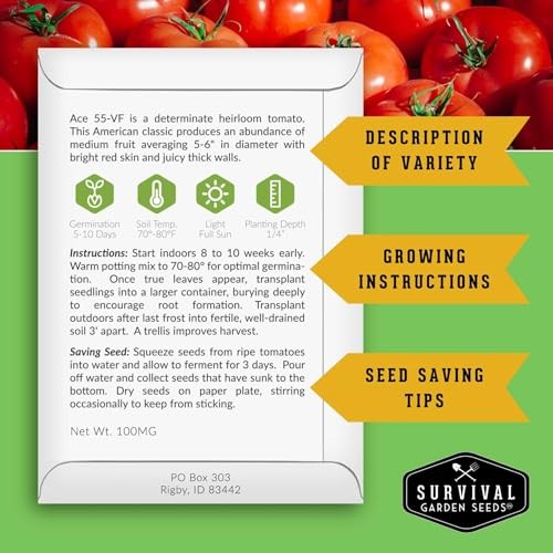 Tomato Seeds 10 Variety Pack for Planting – Black Krim, Roma, Cherry, Aunt