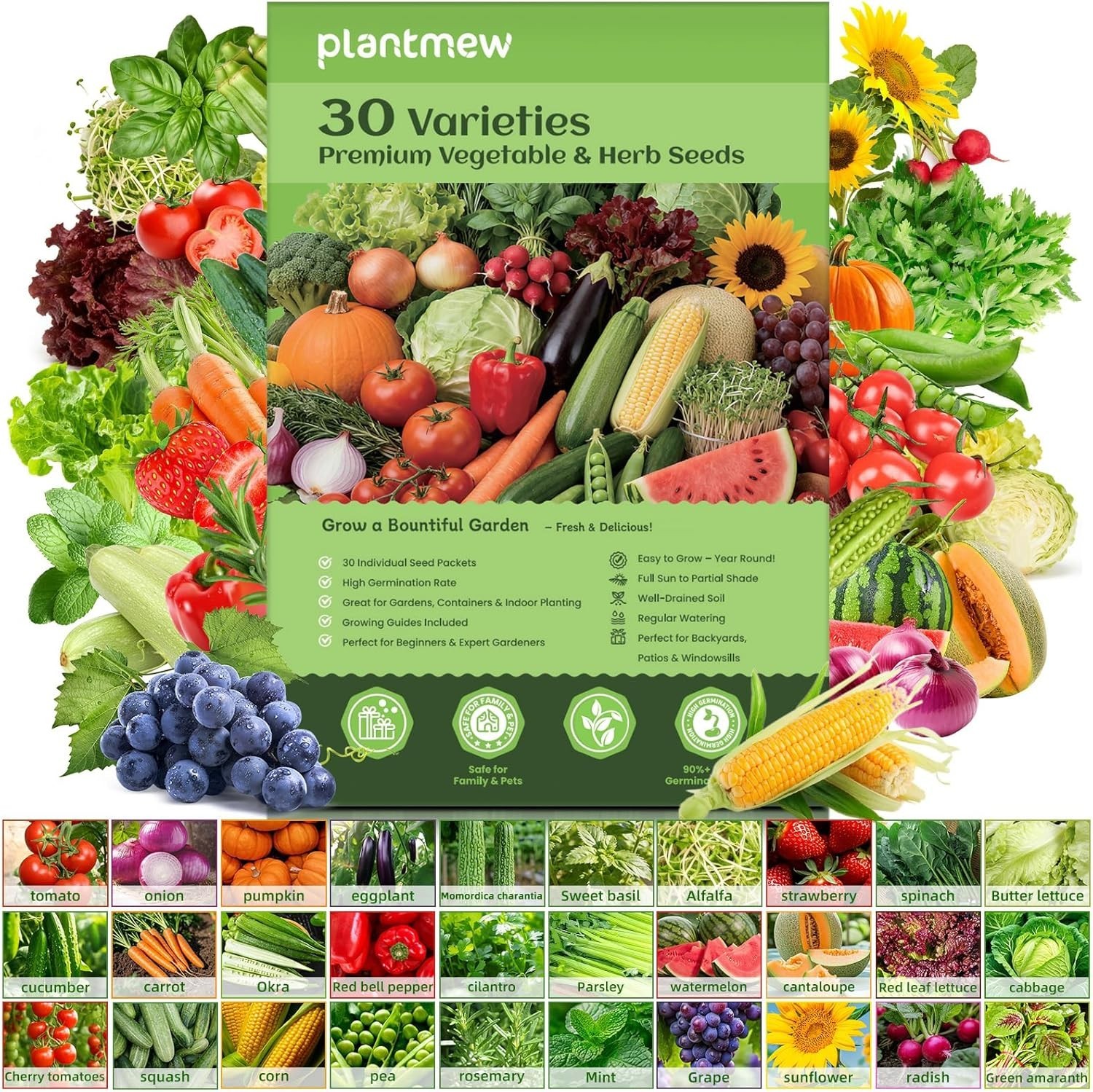 Seed Vault Heirloom Vegetable Seeds Kit, 15,000+ Non-GMO, Survival Gear