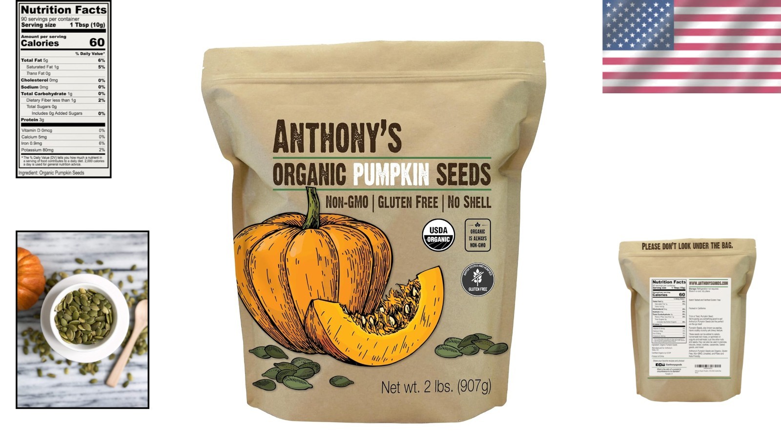 2 lbs of Unsalted Organic Pumpkin Seeds – Gluten-Free Snack for All Occasions