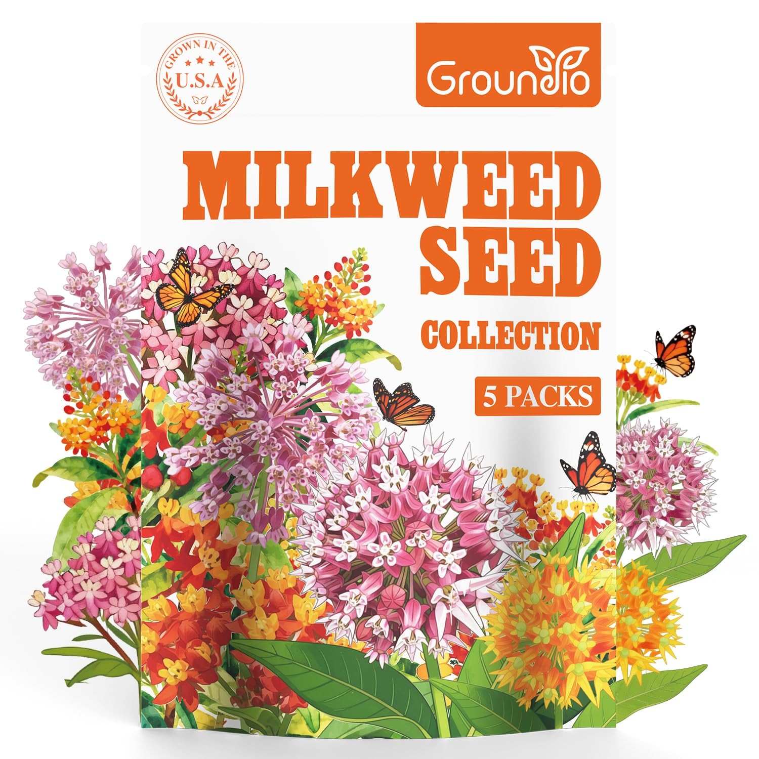 Milkweed Seeds for Planting Attract Monarch Butterflies NonGMO Pack of 5