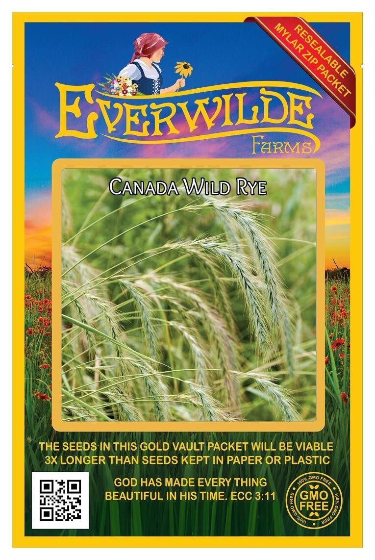 1 Oz Canada Wild Rye Native Grass Seeds – Everwilde Farms Mylar Seed Packet