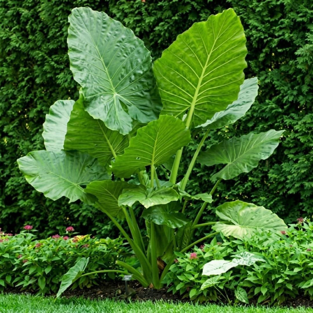 Organic Colocasia Esculenta Bulbs, Thrives in Full Sun and Produces Large Leaves