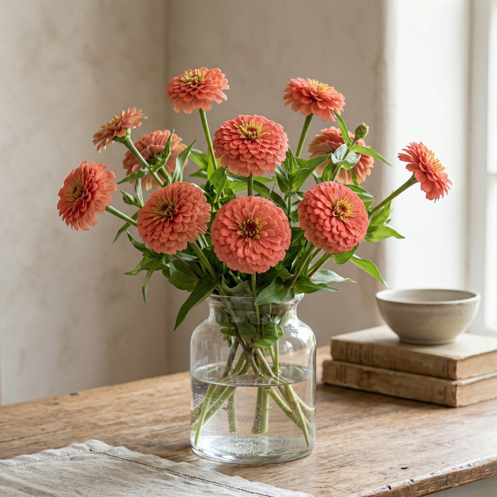 Zinnia Benary’s Giant CORAL Double Cut Flower Garden 4-6″ Huge Blooms 25 Seeds!