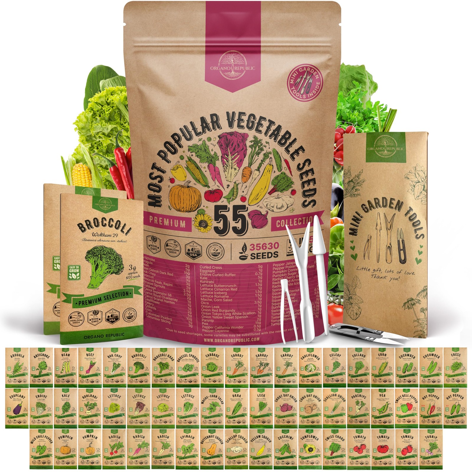55 Vegetable Seeds Variety Pack – 35,600+ Non-GMO Heirloom Seeds for Planting…
