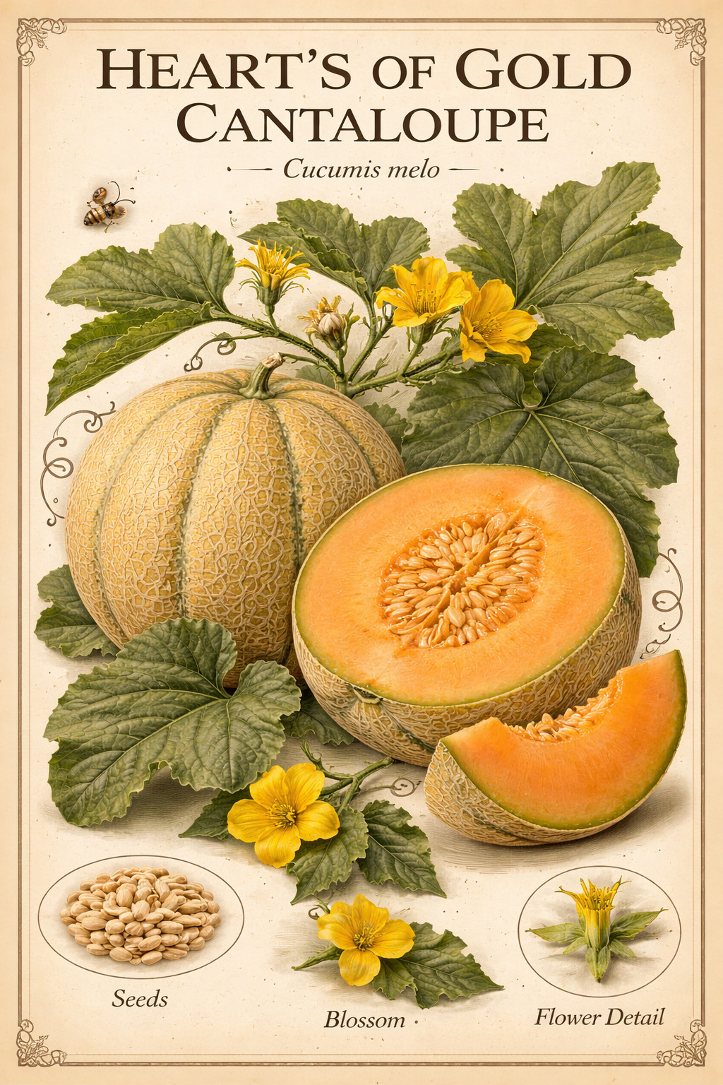 150 Hearts of Gold Cantaloupe Seeds Candy Sweet – Soft Texture – Tropical Aroma