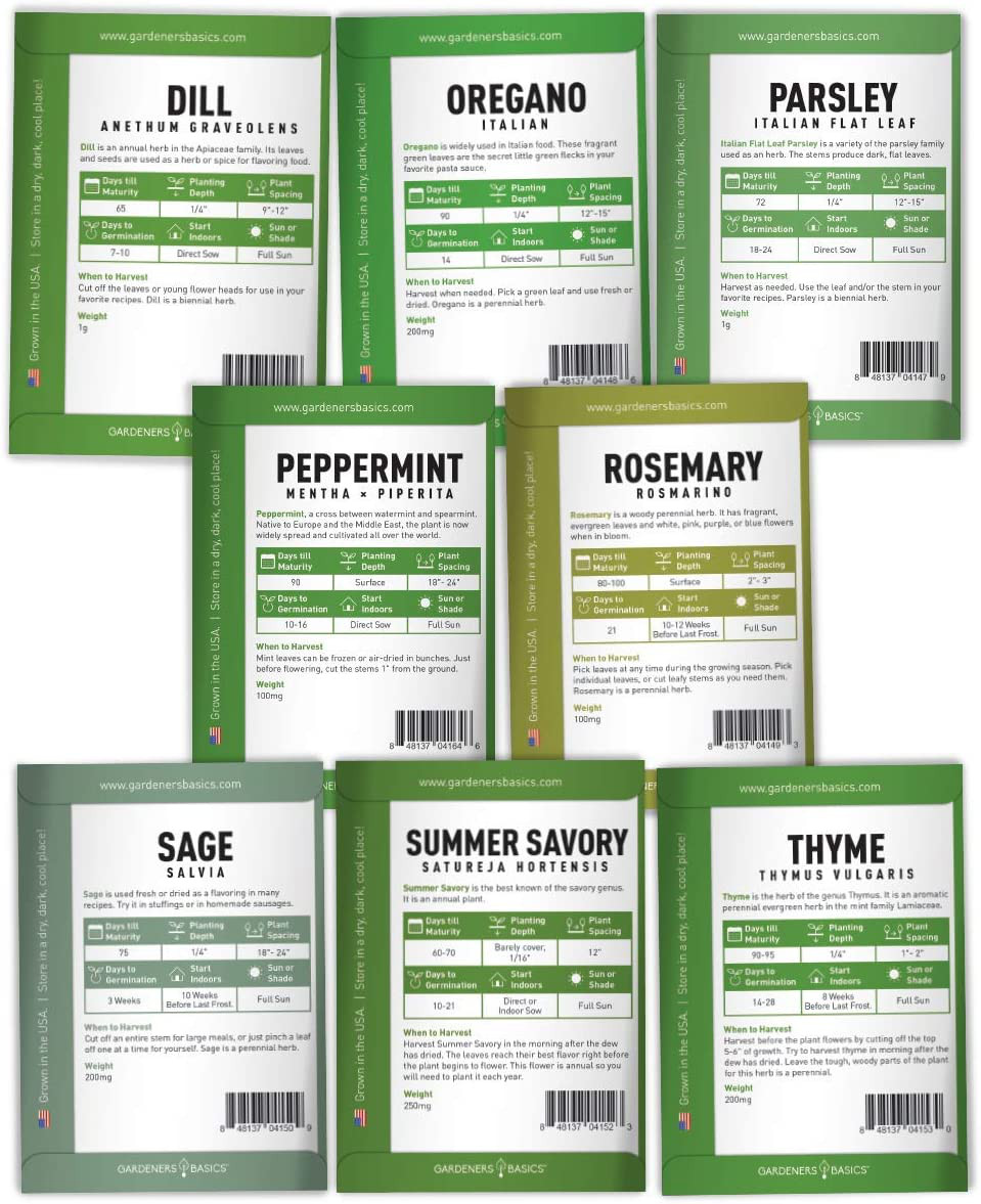 15 Herb Seeds For Planting Varieties Heirloom Non-GMO 5200+ Seeds Indoors, Hydro