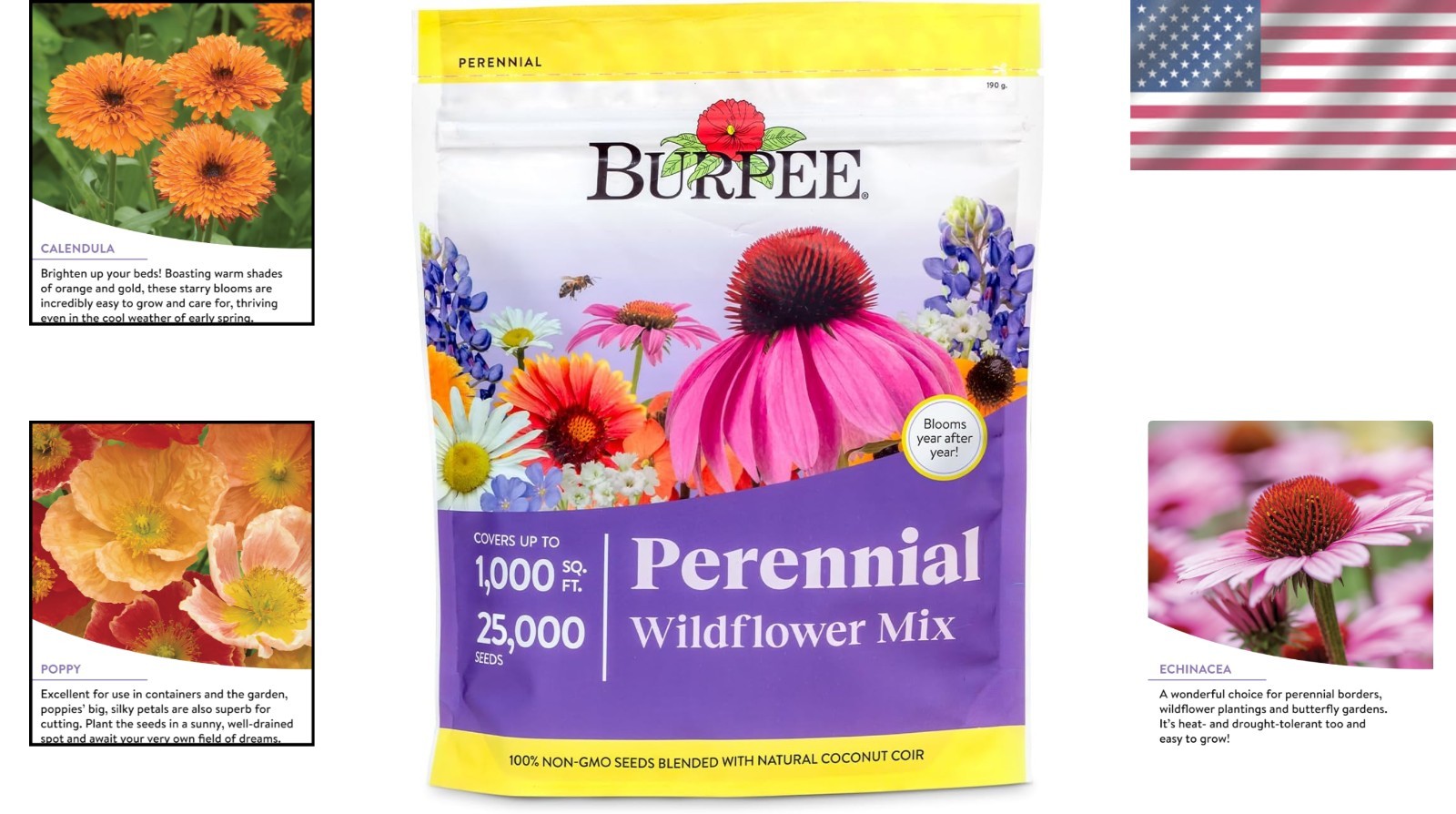 Heirloom Wildflowers Mix – 25,000 Non-GMO Seeds for Pollinators | Spring to Fall