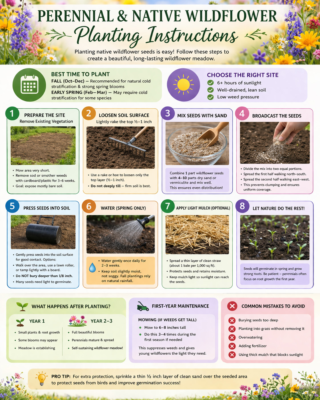 Ohio Wildflower Seed Mix 1 lb Covers 2,000 Sq Ft Pollinator Garden Seeds