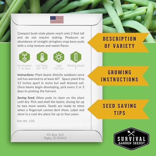 Blue Lake74 Bush Bean Seeds for Planting – Heirloom Non-GMO Green Beans – 2