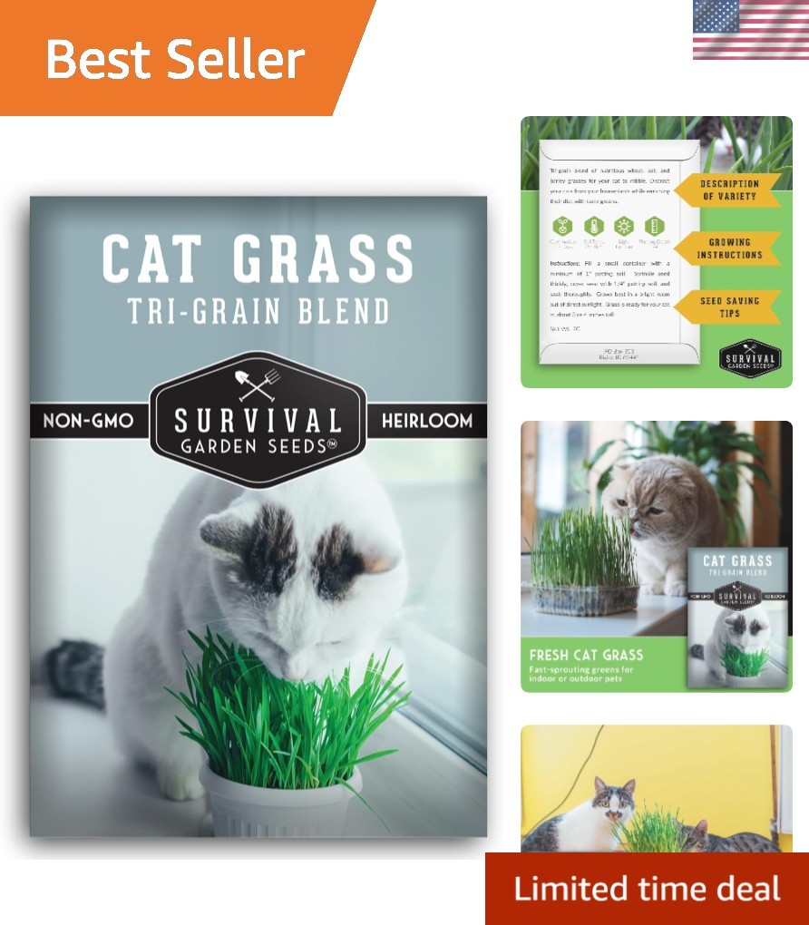 Pet-Friendly Cat Grass Seeds – Heirloom Tri-Grain Blend for -Round Growing
