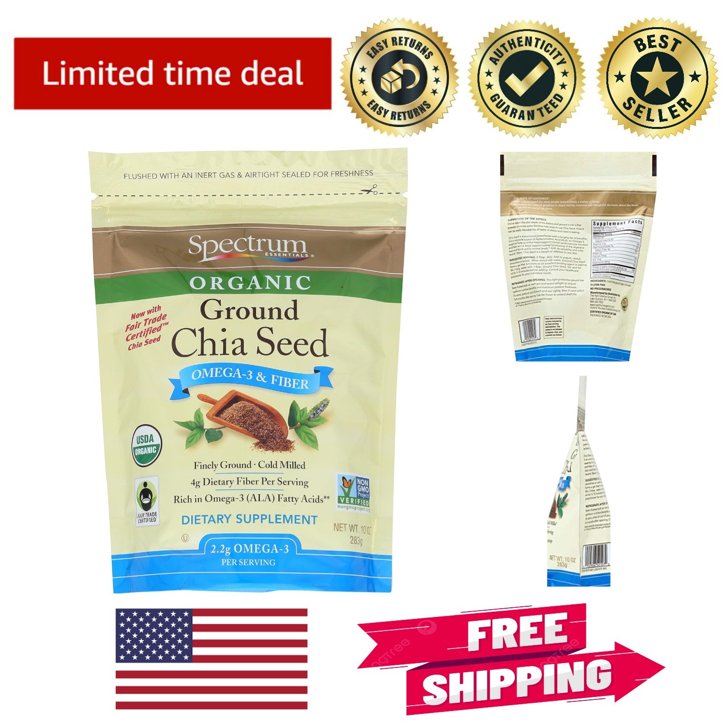 Versatile 10 oz Organic Chia Seed Powder – Blend into Meals for Extra Nutrients
