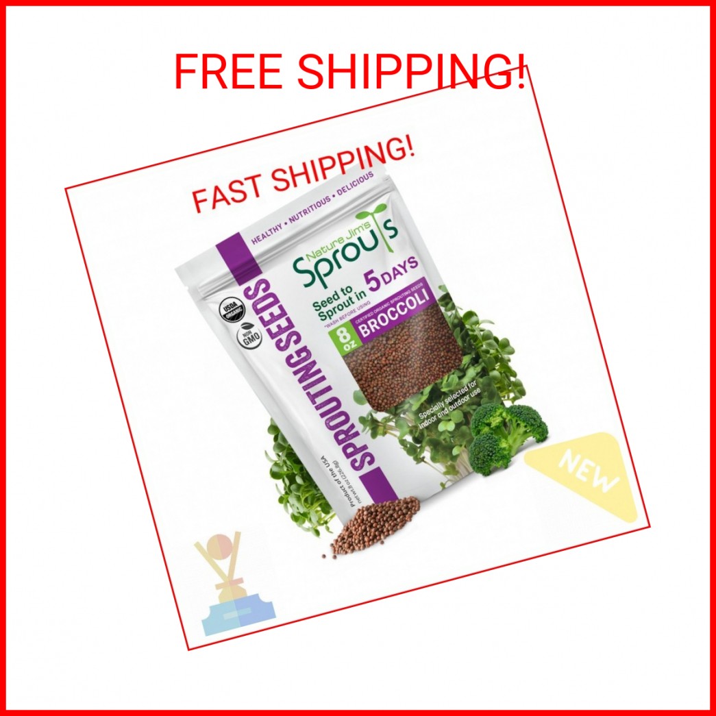 Nature Jim’s Organic Broccoli Sprouting Seeds – Non-GMO, Rich in Sulforaphane, F