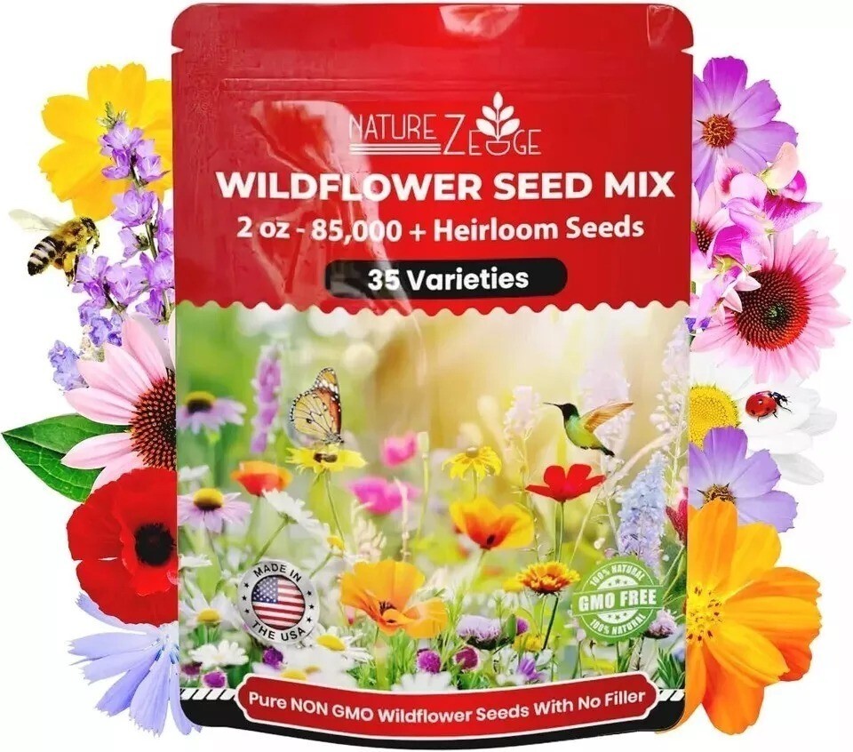 85,000 Wildflower Seeds, 35 Varietiey Wild Flowers Bulk Flower Seeds, Mix of Ann