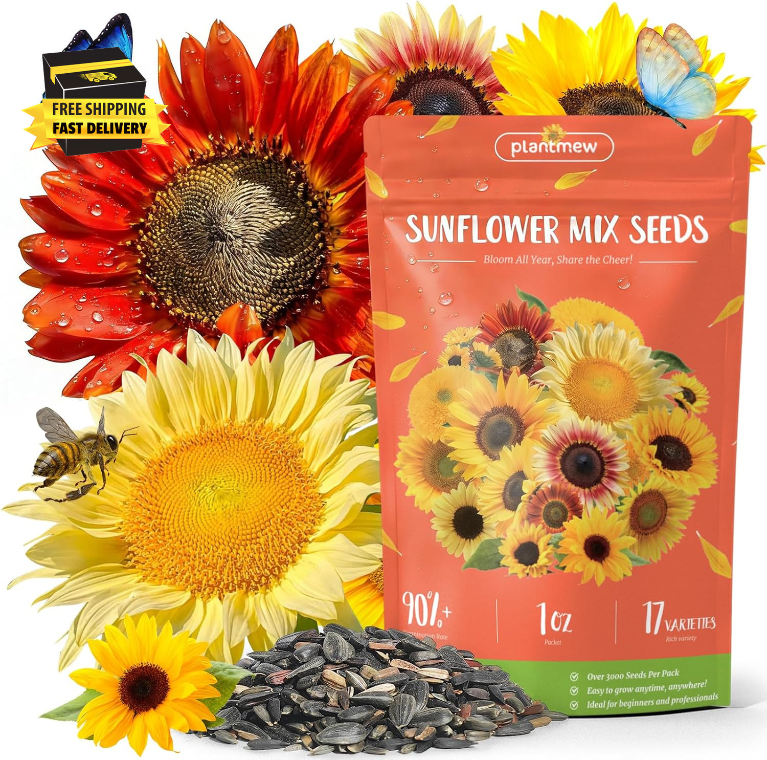 Sunflower Seeds for Planting | Giant Mammoth Sunflower Bulk Packet 3000+ Heirloo