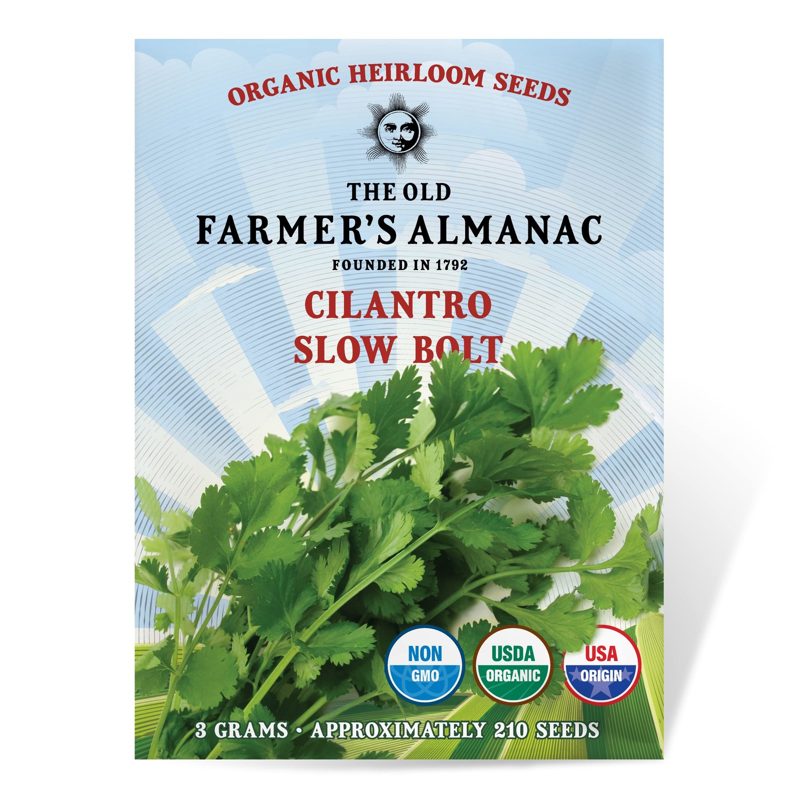 The Old Farmers Almanac Heirloom Organic Cilantro Seeds Slow Bolt – Approx