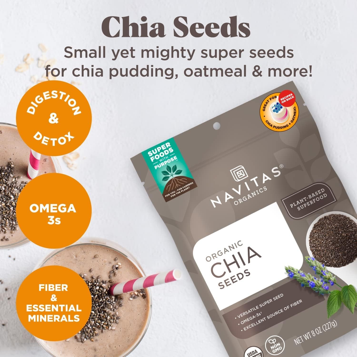 Chia Seeds Organic 16oz Superfood for Smoothies Baking Salads Keto